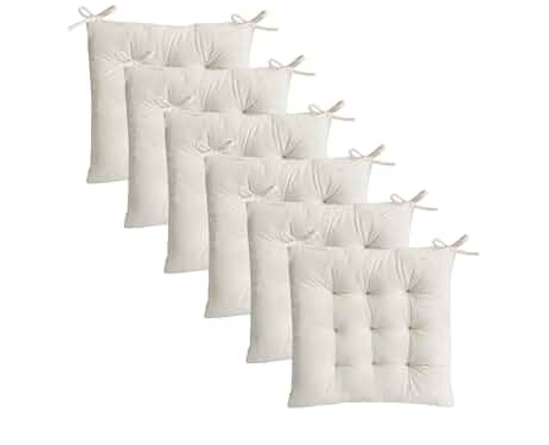 Set of 4 Chair Cushions for Dining Chairs with Ties, Indoor Non-Slip Kitchen Chair Pad and Dining Room Seat Cushion Mat for Office Living Room Outdoor 15.5"