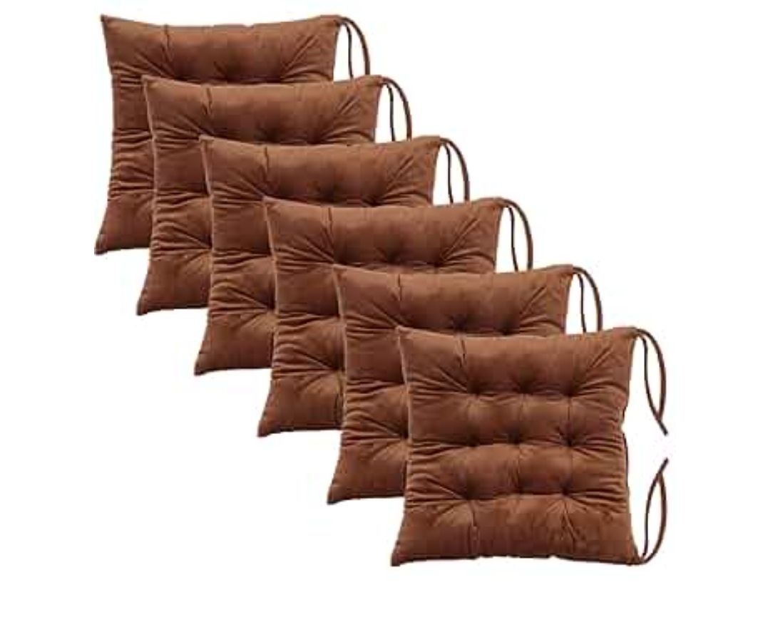 Set of 4 Chair Cushions for Dining Chairs with Ties, Indoor Non-Slip Kitchen Chair Pad and Dining Room Seat Cushion Mat for Office Living Room Outdoor 15.5"