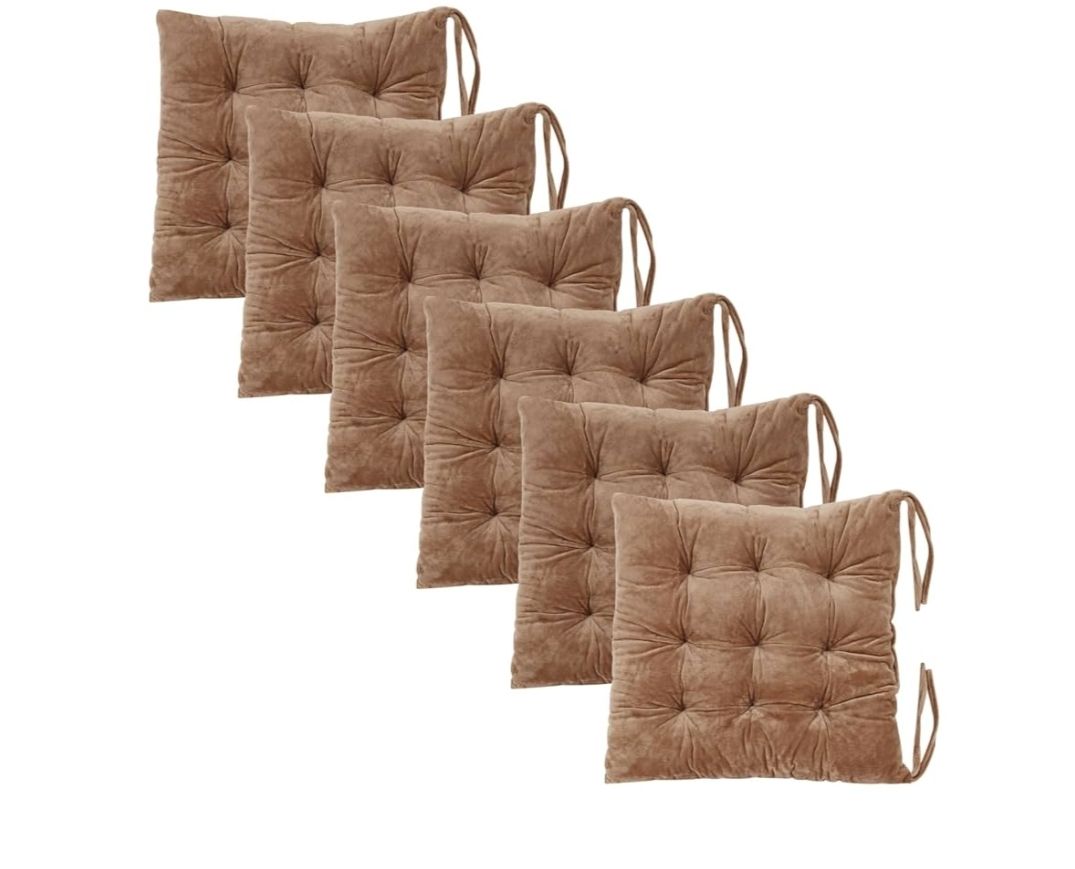 Set of 4 Chair Cushions for Dining Chairs with Ties, Indoor Non-Slip Kitchen Chair Pad and Dining Room Seat Cushion Mat for Office Living Room Outdoor 15.5"