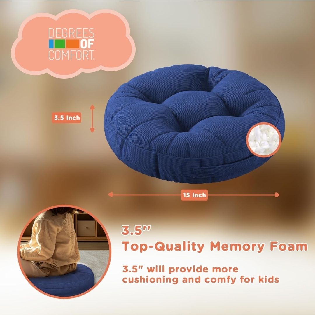 6Pcs Round Floor Cushions for Kids, Waterproof Flexible Seating for Classroom Elementary, Safe Smolder Resistance Sitting Pillows with Handles, 15-inch, Assorted