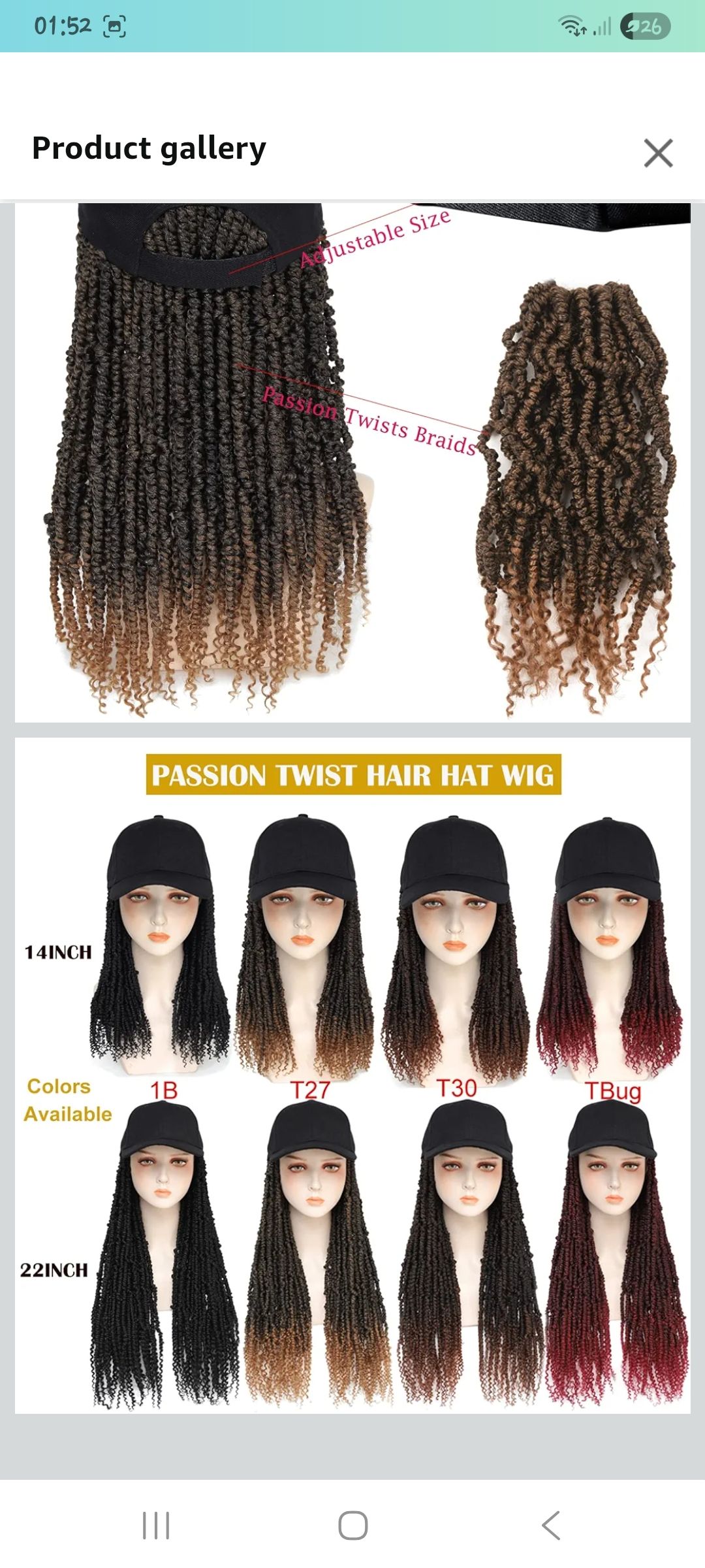 Hat Wig Baseball Cap with Short Pre-Twisted Passion Twist Hair Extensions Ombre Brown Synthetic Curly Ends Braids Sewed in Adjustable Black Baseball Hat Wig for Black Women(12inch)