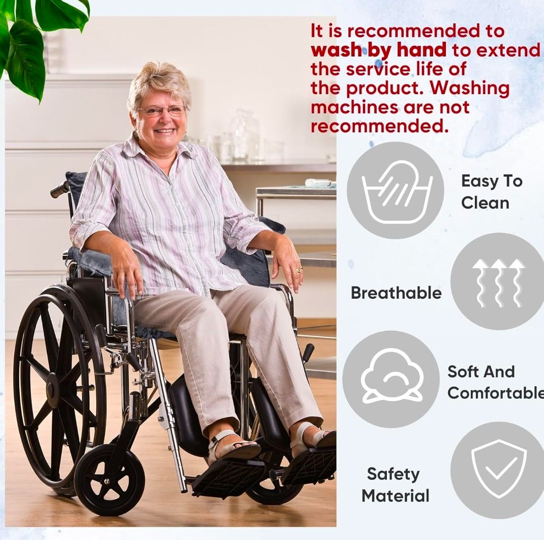 Wheelchair Cushion Wheelchair Seat Cushion with Strap Recliner Suitable for 18 Inches Armrest and Support for Senior