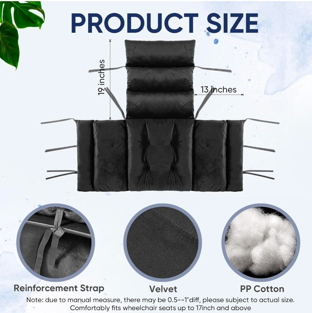 Wheelchair Cushion Wheelchair Seat Cushion with Strap Recliner Suitable for 18 Inches Armrest and Support for Senior