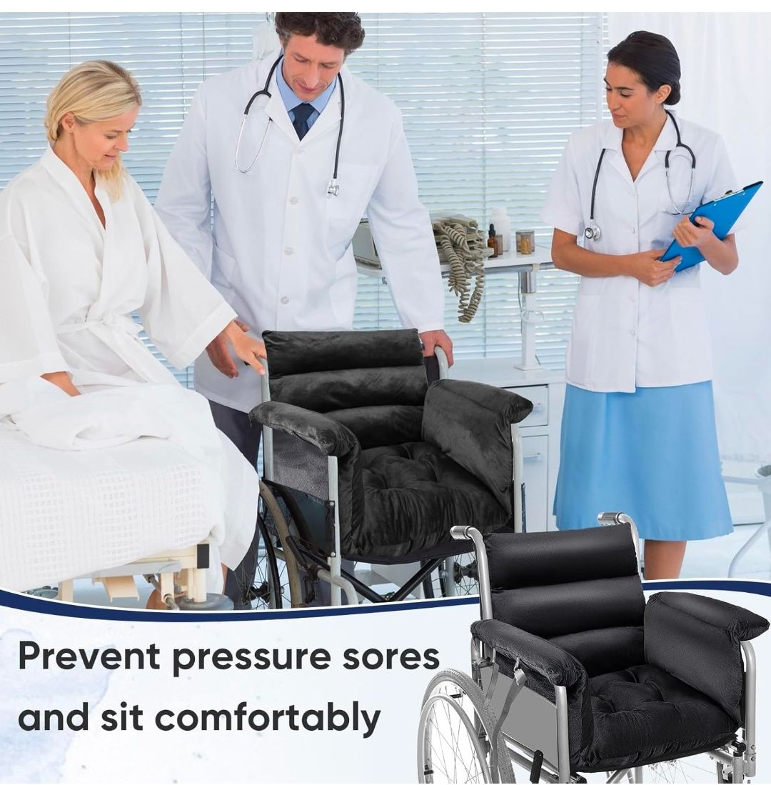 Wheelchair Cushion Wheelchair Seat Cushion with Strap Recliner Suitable for 18 Inches Armrest and Support for Senior