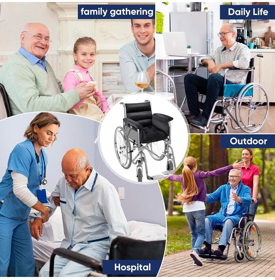 Wheelchair Cushion Wheelchair Seat Cushion with Strap Recliner Suitable for 18 Inches Armrest and Support for Senior