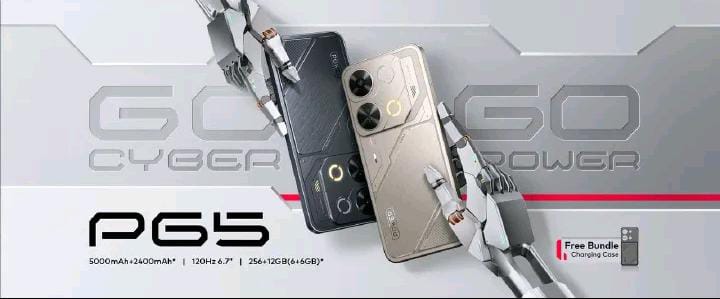 ITEL P65 8GB RAM (4+4 ) + 128GB Storage 6.7" inches 120HZ 50MP + 8MP camera 5000mAh + 2400mAh charging case Android 14 unisoc T615 Smartphones