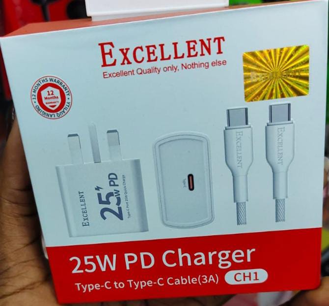 Excellent 25w PD Charger Type C to Type C Cable (3A)