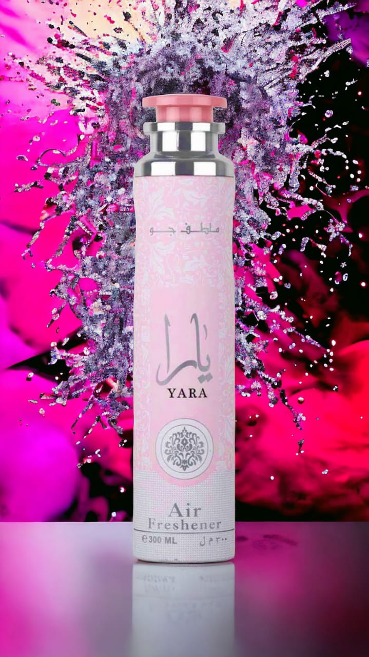 Yara Air Freshener 300ml – An elegant, long-lasting oriental scent that effortlessly refreshes and uplifts any space, creating a welcoming, serene atmosphere and leaving behind a luxurious fragrance