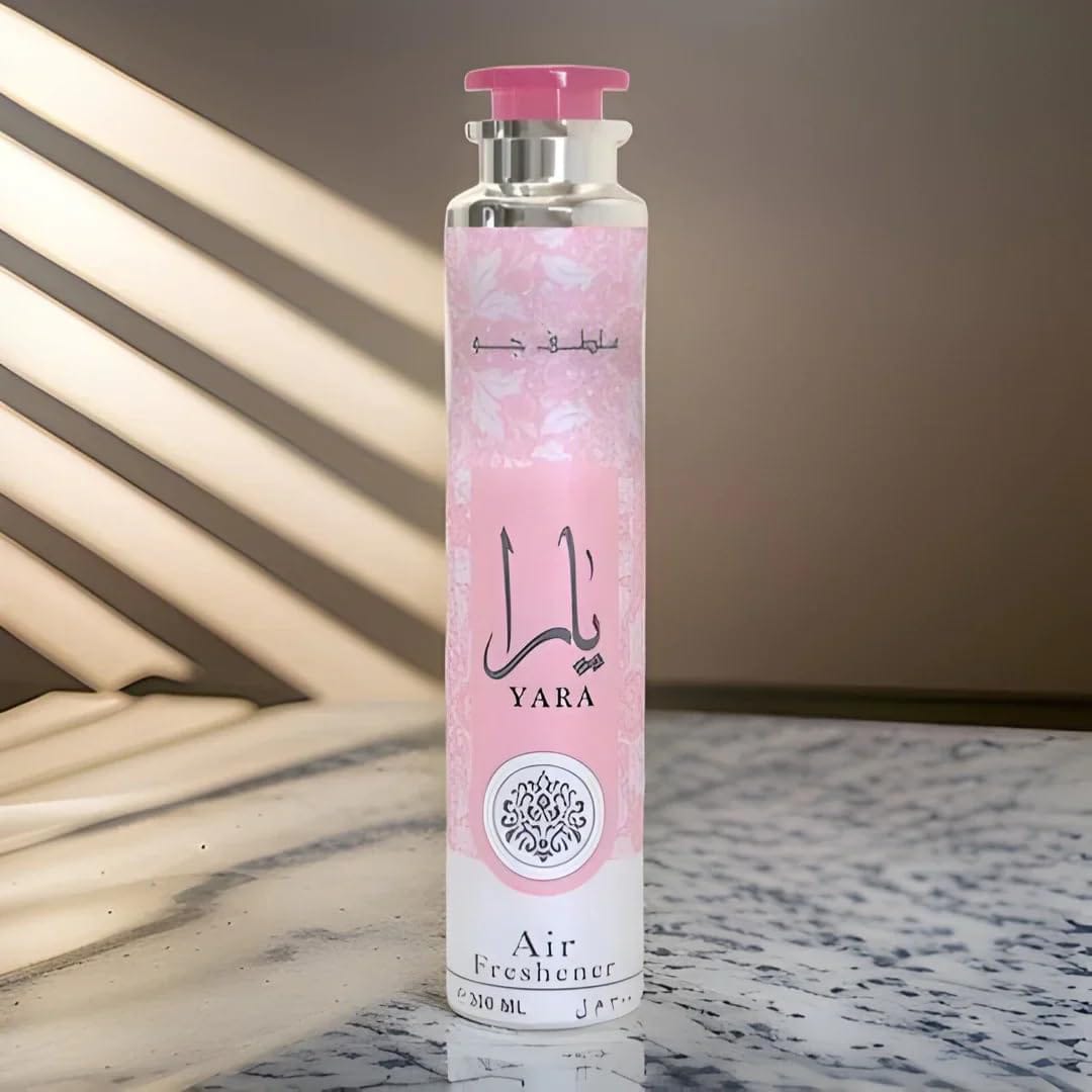 Yara Air Freshener 300ml – An elegant, long-lasting oriental scent that effortlessly refreshes and uplifts any space, creating a welcoming, serene atmosphere and leaving behind a luxurious fragrance