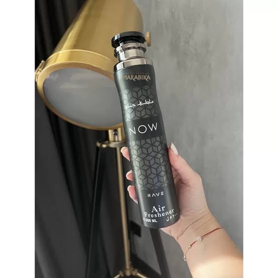 Rave Now Air Freshener 300ml – a vibrant, long-lasting spray with a dynamic blend of fruity, floral, and woody notes, perfect for refreshing any space with a luxurious, sophisticated scent.