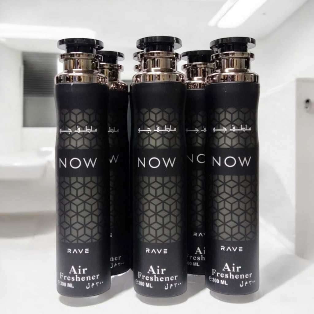 Rave Now Air Freshener 300ml – a vibrant, long-lasting spray with a dynamic blend of fruity, floral, and woody notes, perfect for refreshing any space with a luxurious, sophisticated scent.