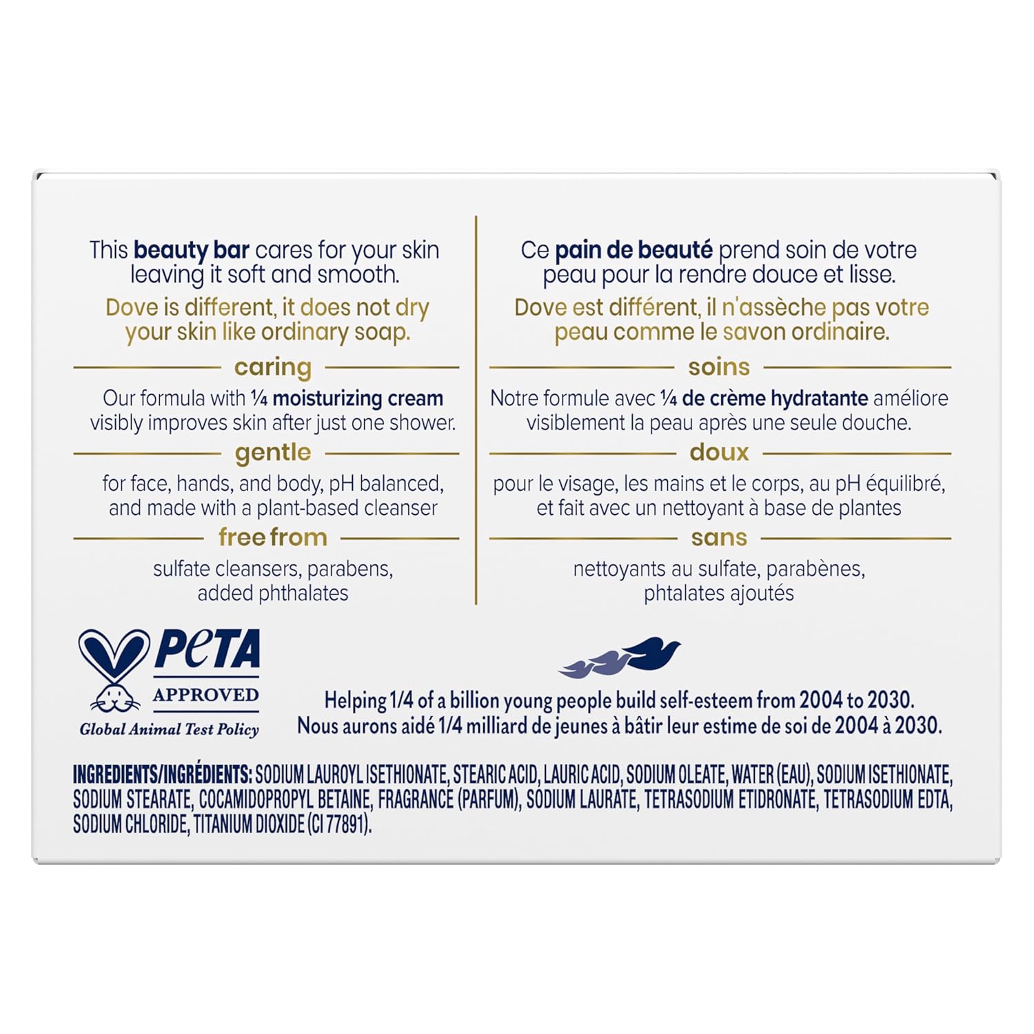 Dove Original Beauty Cream Cleansing Bar Soap -135g Deep Moisture for Soft Skin Dove Bar Soap for Soft, Smooth Skin, with 1/4 Moisturizing Cream