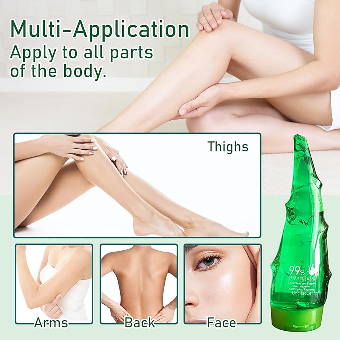 Fruit Of The Wokali Aloe Vera Soothing Gel Sunburn Repair Gel 99% Natural AloeVera Content Treat Sun Burns Brightens Skin Clears Acne wrinkles and Repairs Skin Faster Hydrating Moisturizing Cream