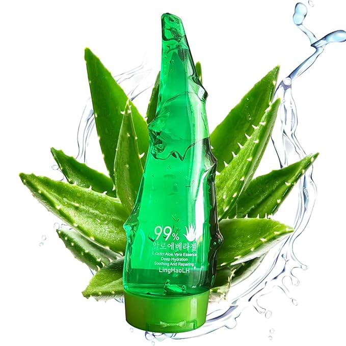 Fruit Of The Wokali Aloe Vera Soothing Gel Sunburn Repair Gel 99% Natural AloeVera Content Treat Sun Burns Brightens Skin Clears Acne wrinkles and Repairs Skin Faster Hydrating Moisturizing Cream