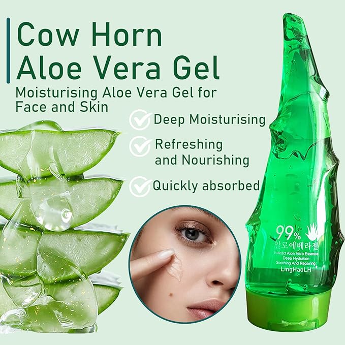 Fruit Of The Wokali Aloe Vera Soothing Gel Sunburn Repair Gel 99% Natural AloeVera Content Treat Sun Burns Brightens Skin Clears Acne wrinkles and Repairs Skin Faster Hydrating Moisturizing Cream