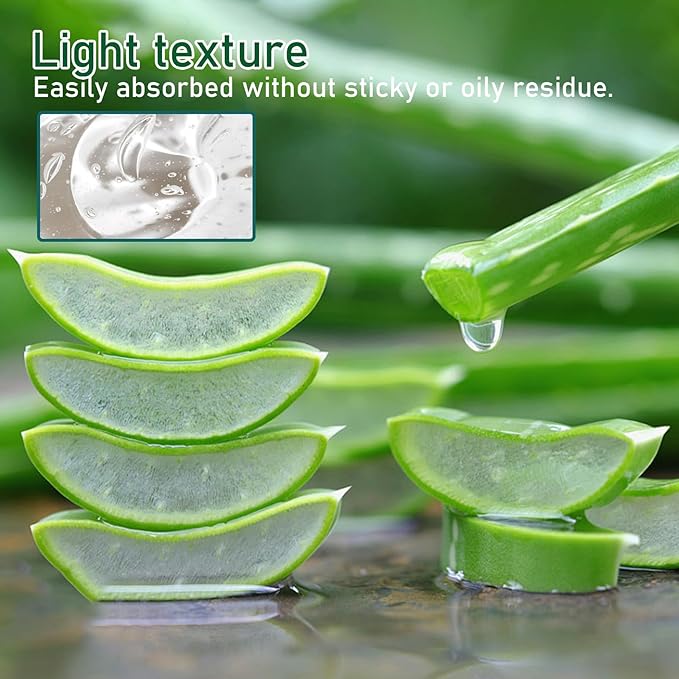 Fruit Of The Wokali Aloe Vera Soothing Gel Sunburn Repair Gel 99% Natural AloeVera Content Treat Sun Burns Brightens Skin Clears Acne wrinkles and Repairs Skin Faster Hydrating Moisturizing Cream