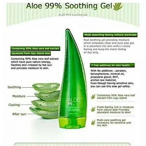 Fruit Of The Wokali Aloe Vera Soothing Gel Sunburn Repair Gel 99% Natural AloeVera Content Treat Sun Burns Brightens Skin Clears Acne wrinkles and Repairs Skin Faster Hydrating Moisturizing Cream