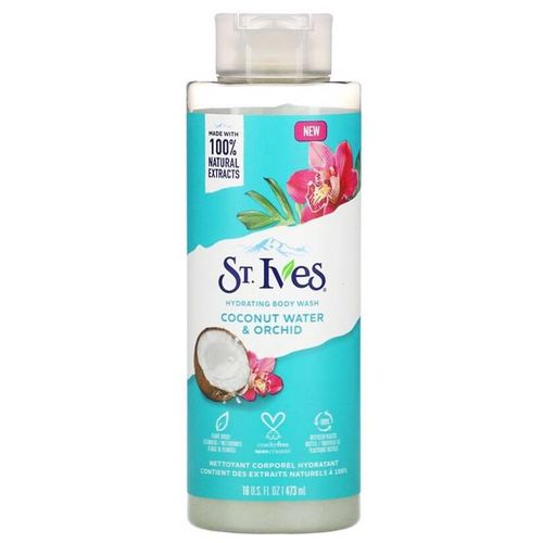 St. Ives 100% Natural Coconut Water & Orchid Hydrating Body Wash – Moisturizing Shower Gel for Women, Leaves Skin Smooth & Radiant