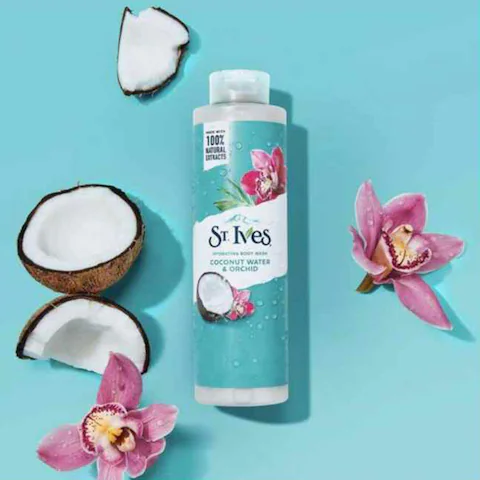St. Ives 100% Natural Coconut Water & Orchid Hydrating Body Wash – Moisturizing Shower Gel for Women, Leaves Skin Smooth & Radiant