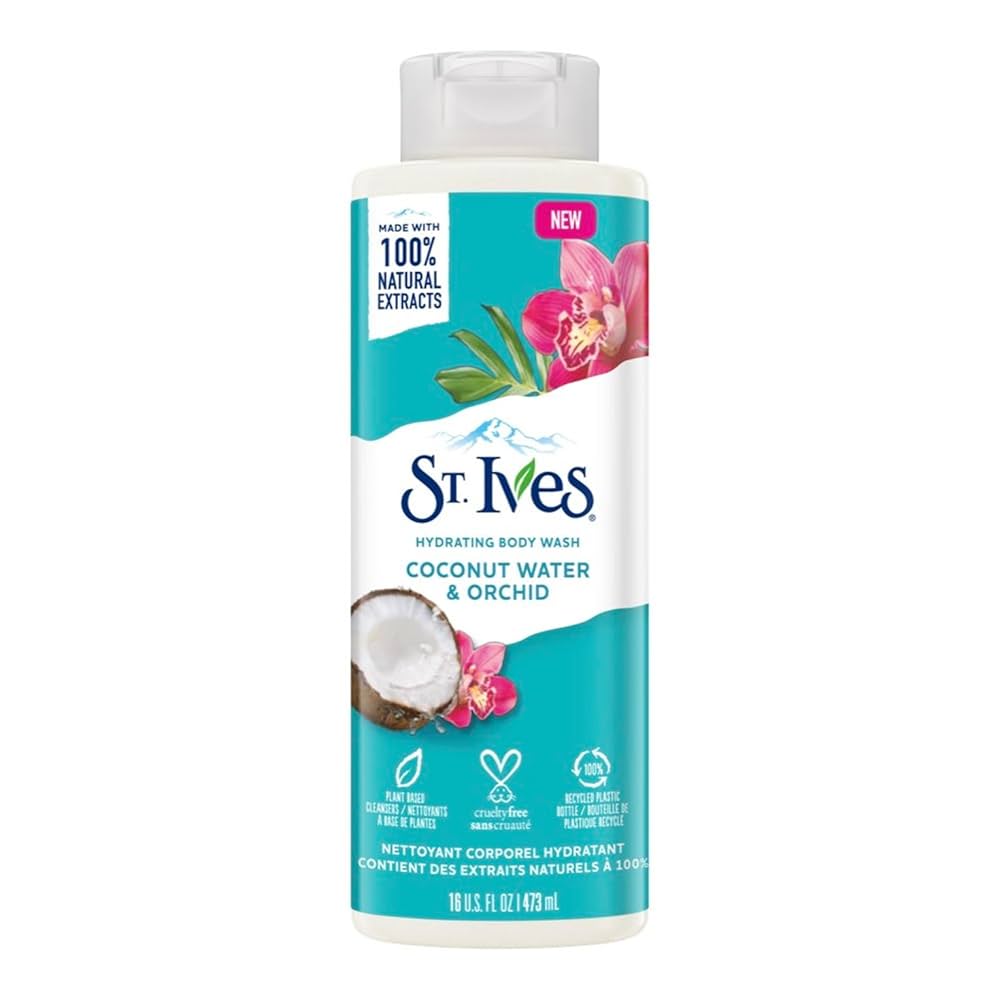 St. Ives Hydrating Body Wash Variety Pack – Oatmeal & Shea Butter, Tea Tree & Lemongrass, Citrus & Cherry Blossom, Rose Water & Aloe Vera, Coconut Water & Orchid | 100% Natural Moisturizing Shower Gel