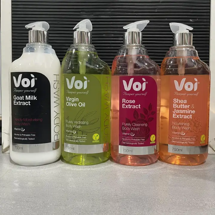 VOI Natural Body Wash Set – Enriched with Lavender Extract, Virgin Oil, Shea Butter & Jasmine, Rose , Goat Milk & Dead Sea Minerals | Moisturizing & Refreshing Shower Gel for Soft, Glowing Skin