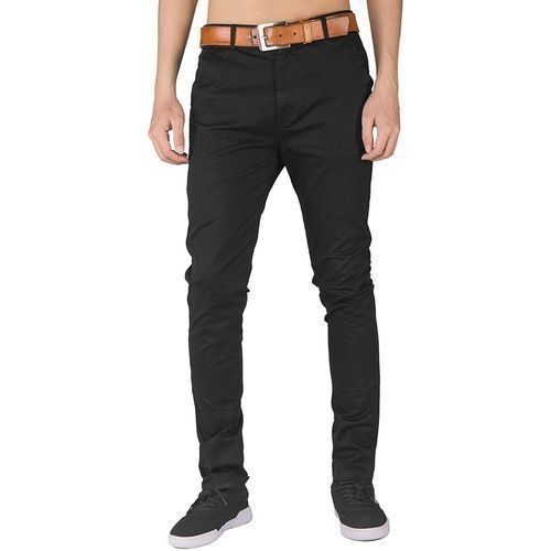 Black Soft Khaki Trouser Stretch Slim Fit Casual - Black