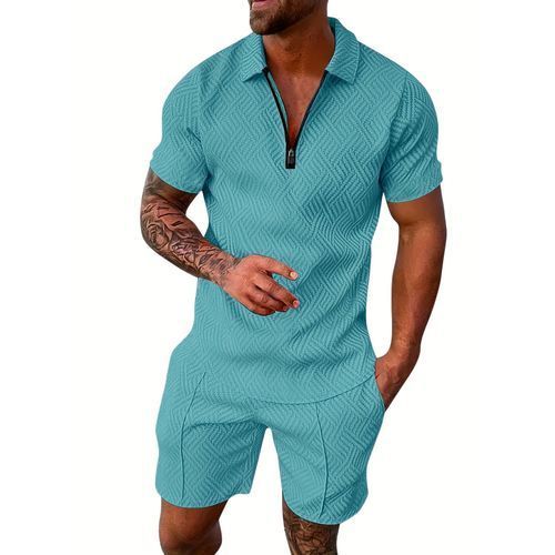 COOFENRISY Mens Short Sets 2 Piece Outfits Polo Shirt
