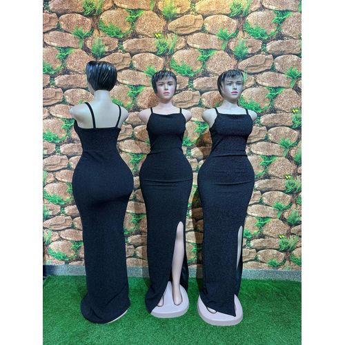 Dynasty Fashion Sexy ladies black dinner dress with elegant slit