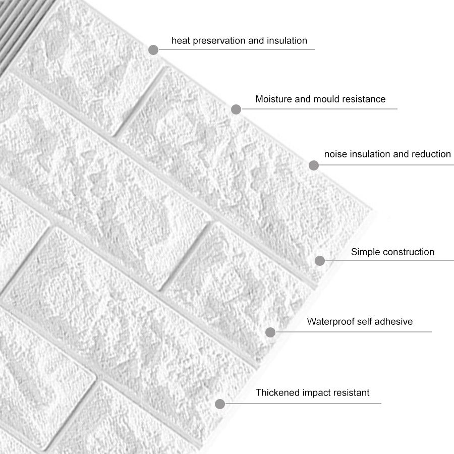 1 Roll of 196.85In x 27.56In Self-Adhesive Foam Wallpaper, White 3D Brick Peel and Wall  Sticker Panels - Suitable for DIY Home Decoration, Waterproof, Easy to Install, Suitable for Bedroom