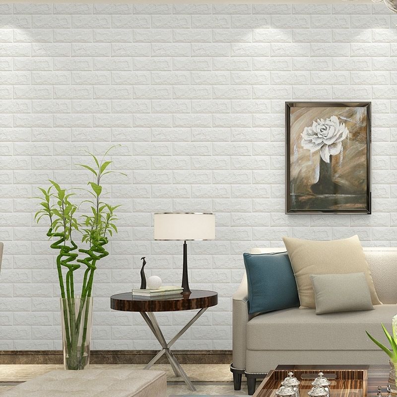 1 Roll of 196.85In x 27.56In Self-Adhesive Foam Wallpaper, White 3D Brick Peel and Wall  Sticker Panels - Suitable for DIY Home Decoration, Waterproof, Easy to Install, Suitable for Bedroom