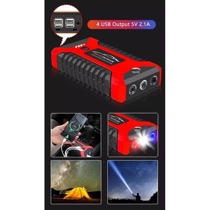 Car Jump Starter Power Bank – 12V Portable Lithium Booster Pack with 2000A Peak, USB Fast Charging & LED Flashlight for Gas/Diesel Vehicles