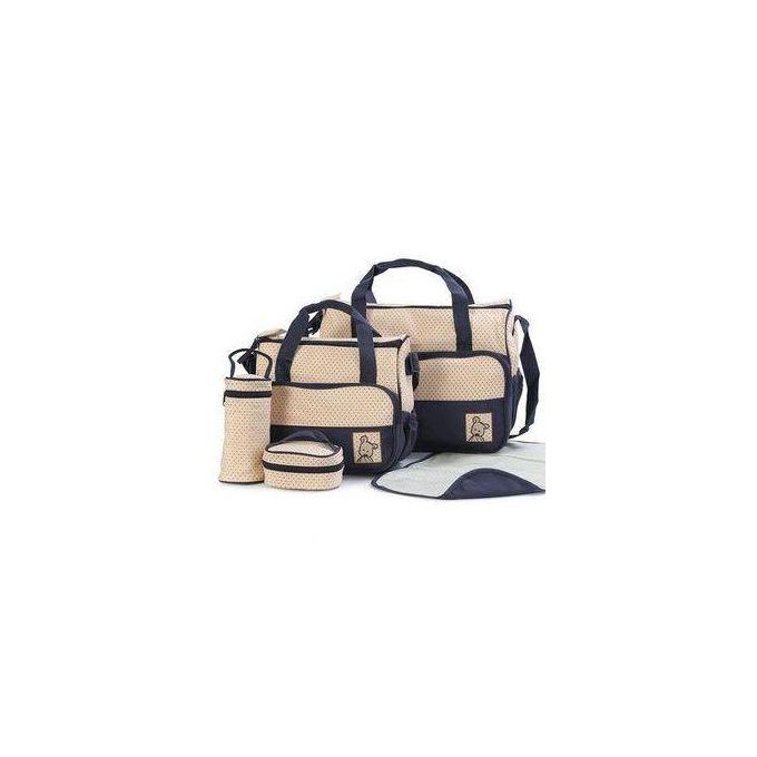 Popular 5 In 1 Baby Diaper Bag – Brown Large Capacity Nappy Backpack with Changing Mat, Stroller Straps & Insulated Pockets for Parents on the Go