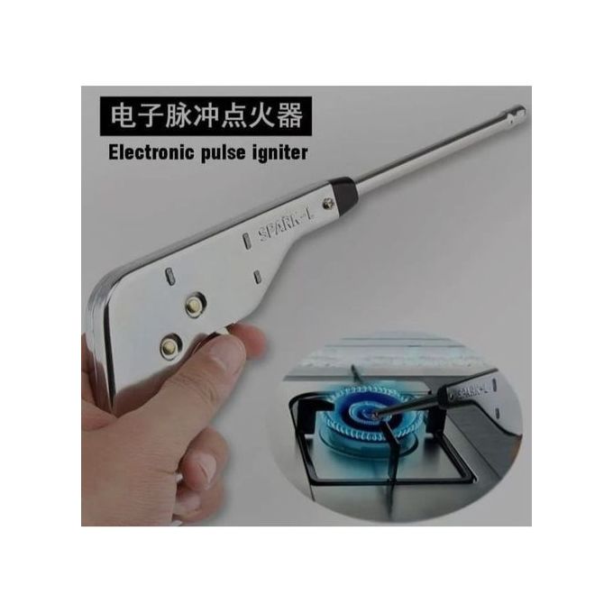 Electronic Gas Lighter Gun – Piezo Spark Igniter with Long Nozzle, No Batteries/Flints/Gas Required, 30,000 Shots Lifetime – Stainless Steel Body for Kitchen Stove, BBQ & Gas Appliances