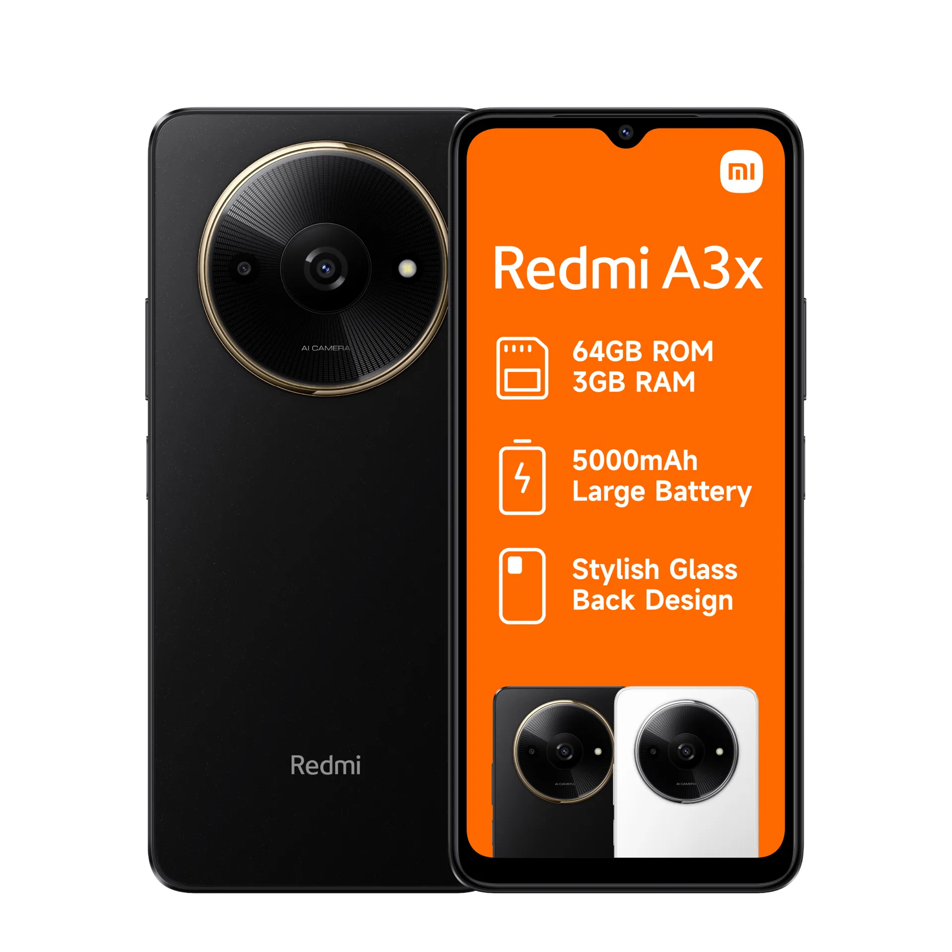 [Limited Time Deal] XIAOMI Redmi A3X 6.71" 64GB+3GB RAM 4G Network 5000mAh Battery 8MP AI Camera 10W Fast Charging Fingerprint Sensor Android 14 Smart Phones