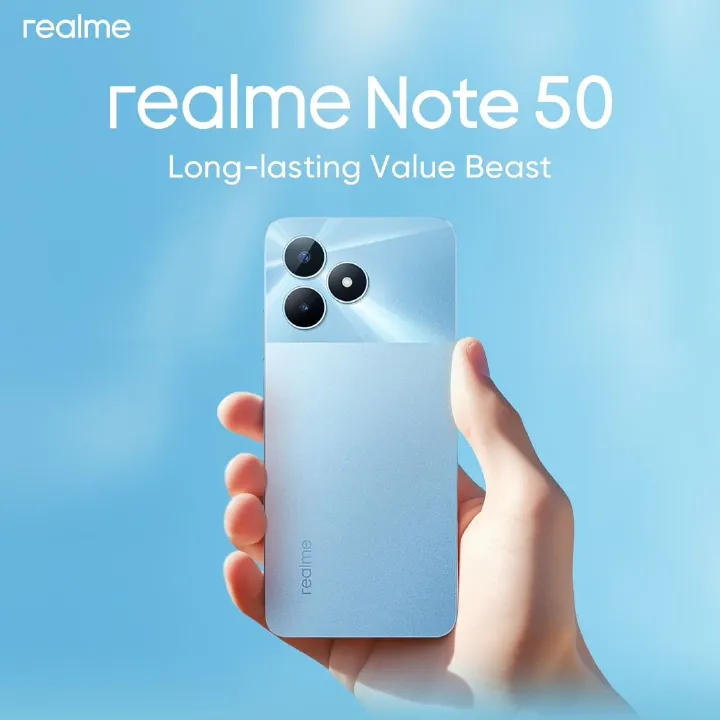 [Hot Deals] Brand New Realme Note 50 90Hz 6.74" 64GB ROM + 6(3+3)GB RAM 5000mAh 13MP Al Camera Unisoc Tiger T612 Type-C 3-Card Slot Smart Phones Side Fingerprint phone