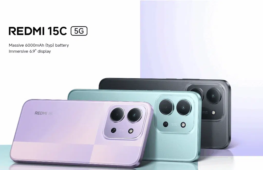 NEW ARRIVAL REDMI 15C 256GB Storage Upto 16(8+8GB Ram 6.9'' FHD Immersive Display 50MP Main Cam +8MP front 6000mAh 33W Fast Charger Android 15 Xiaomi Hyper OS Side Fingerprint Smartphone