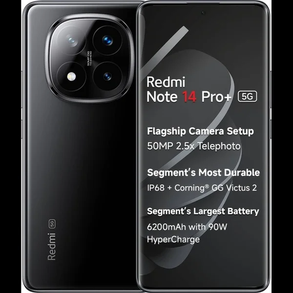Xiaomi Redmi Note 14 Pro+ 5G 256GB+8GB 6.67" 120Hz AMOLED Curved Screen Display (200+8+2)MP Camera 5110mAh Battery 120W Charge On-Screen Fingerprint Note 14 Pro Plus Smartphone