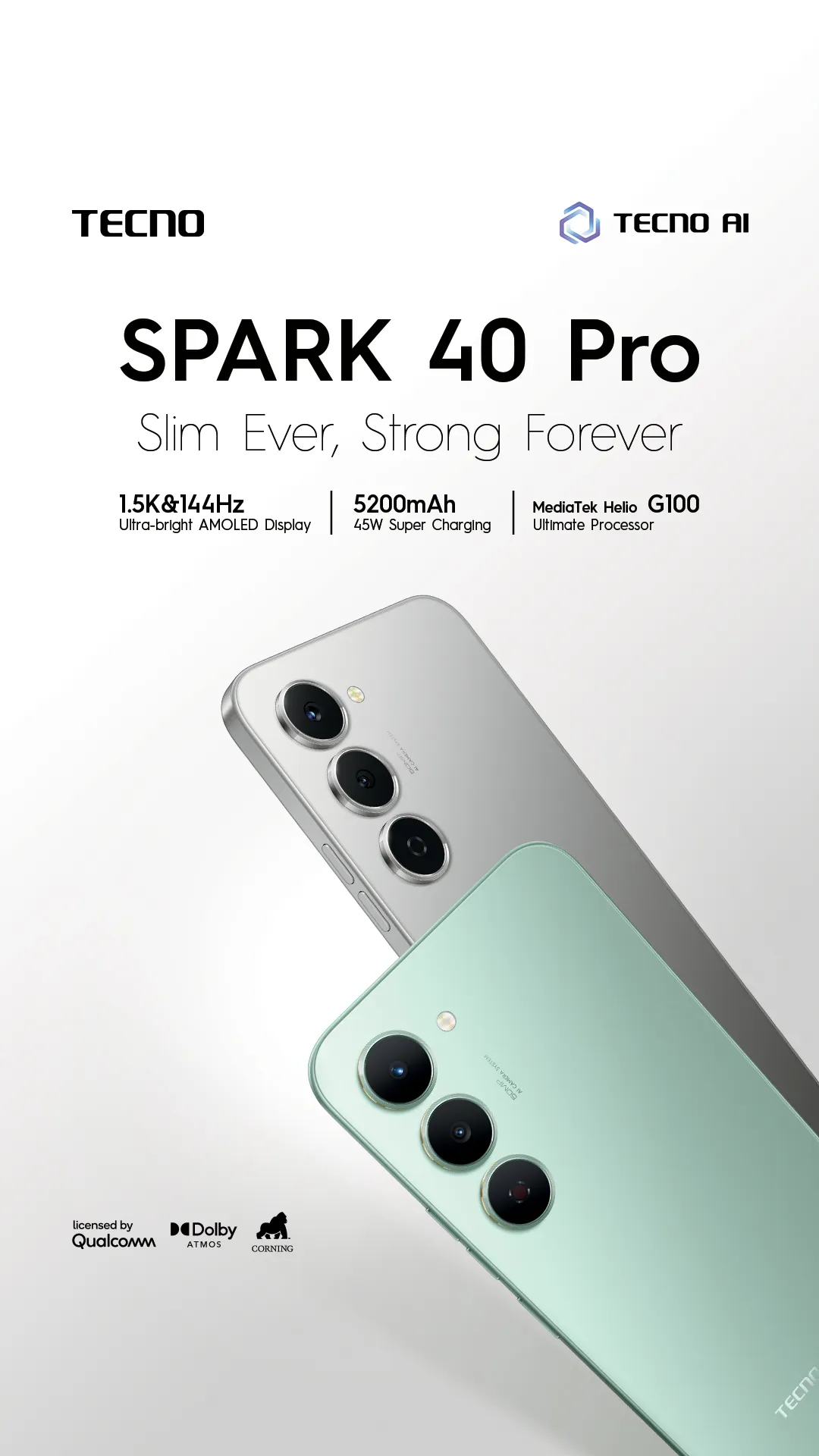 TECNO SPARK 40 Pro+ Plus 256GB +16(8+8)GB 6.78" 120Hz Phone Dynamic Port 50MP Stereo Speaker 5200mAh 45W Type-C Dual SIM 4G Under Display Fingerprint SPARK 40 Pro Plus IP64 Smart Phones