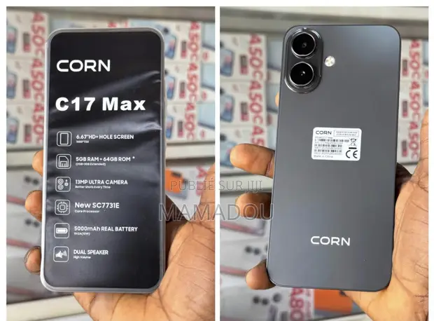 CORN C17 MAX 6.67'' HD * Hole screen 64GB + 5GB (3+2) 5000mAh Battery 3G network 13MP ultra camera 8MP AL camera octa-core Android Dual speaker side-fingerprint smartphone