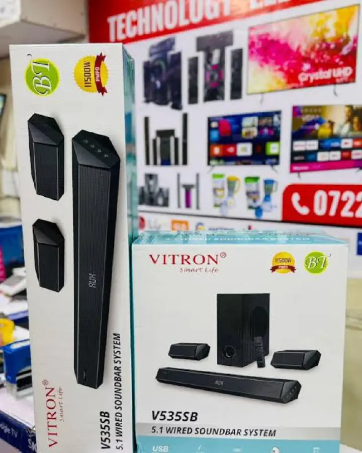 Vitron V535SB 5.1 Wired Sound Bar System: 11500W PMPO Home Theatre with Subwoofer, HDMI ARC, USB & AU