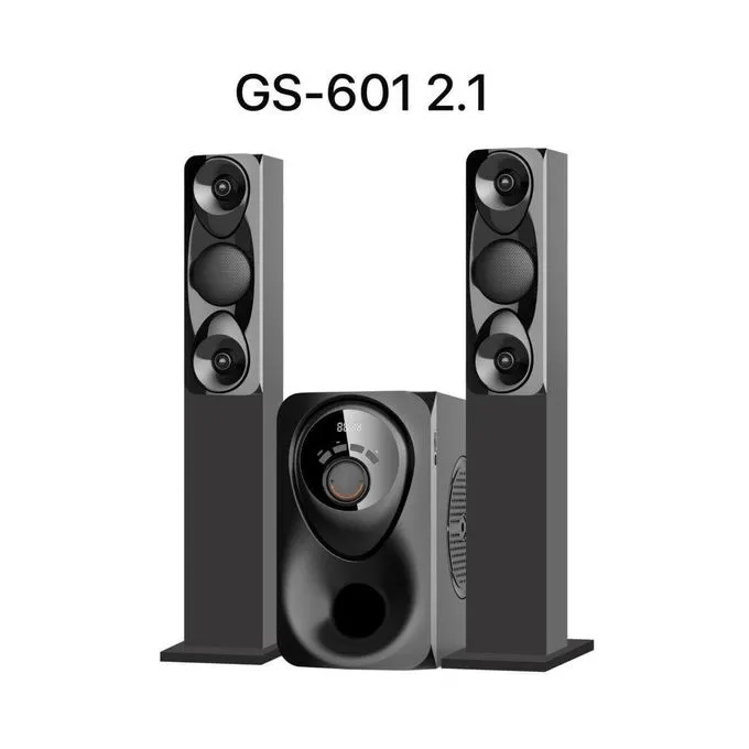 Globalstar GS-601 2.1CH Mini Home Theater MULTIMEDIA WOOFER SYSTEM WITH 2 TALL Boys SPEAKERS SUBWOOFER with AC DC USB/FM/BLUETOOTH 15,000W PMPO