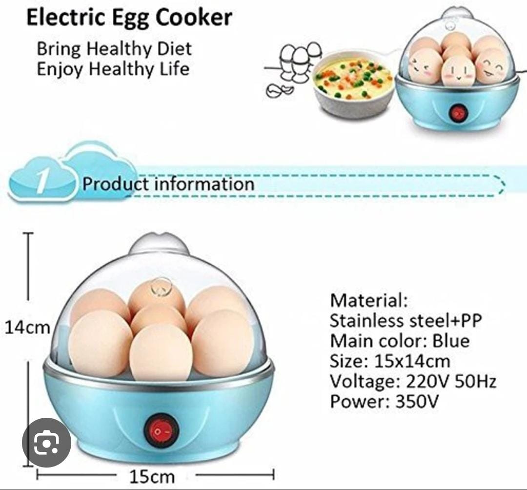 ♦️MAKE MORNIGS EASY🎯Egg Boiler ( 7 Eggs ) , Electronic Egg Steamer.7 egg capacity Stainless steel flat heating plate, easy to wash high build quality and easy and fast operation Safe automatic power