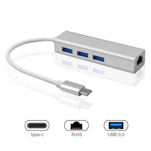 USB C to Ethernet Adapter, 4 in 1 Multiport Hub with Gigabit RJ45, 3 x USB 3.0 Ports