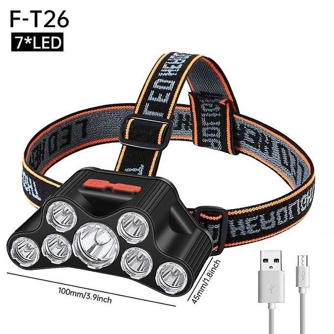 Headlamp LED Rechargeable USB 7 Head Torch 3 Modes Waterproof Perfect For Bikers, Work, Outdoor, Camping, Hiking, Fishing