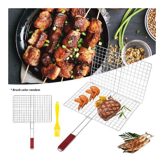 Stainless Steel BBQ Fish Meat Net Barbecue Grill Mesh Wire BBQ Grill Net Stainless Steel Barbecue Mesh Rack Grid