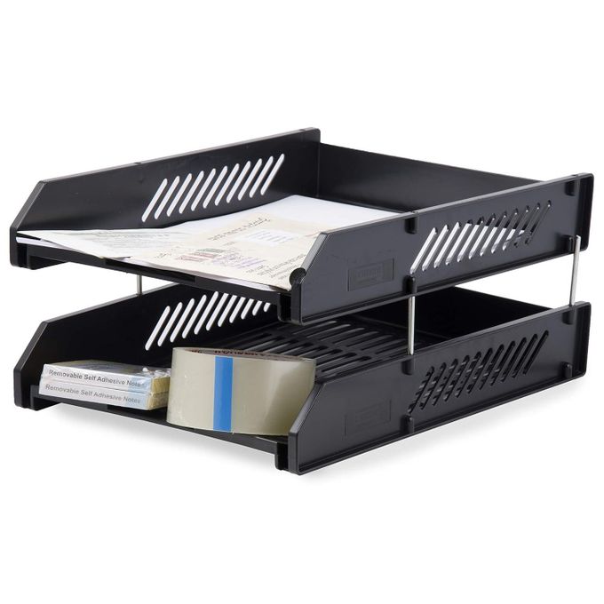 2Tier document Trey Letter Tray Side Load, Desktop File Organizer