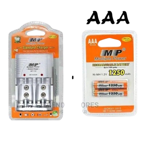 MP Standard Charger For AA ,AAA 9V Rechargeable Battery Charger plus AAA batteries