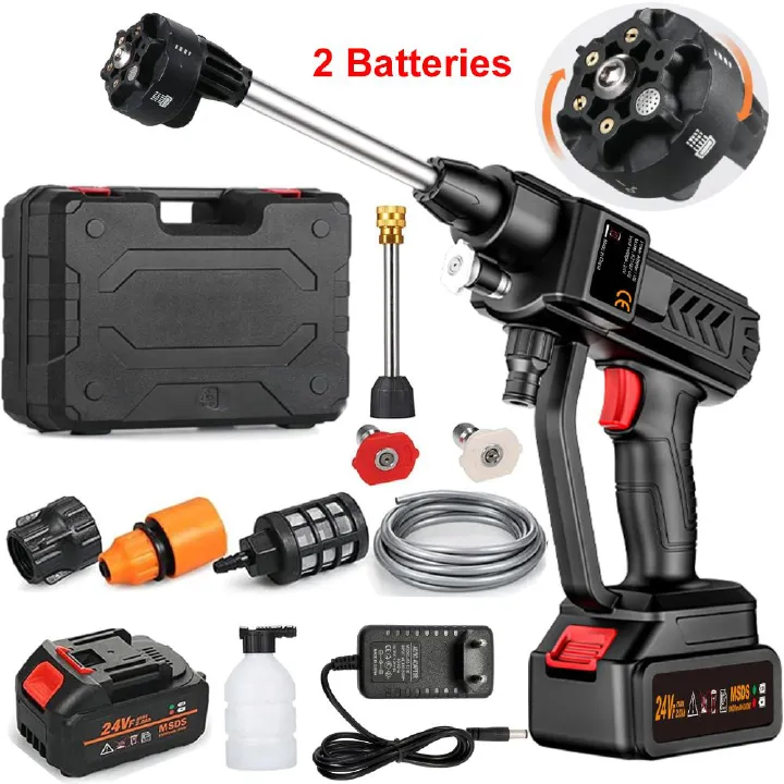 Cordless Portable 300W Pressure Washer, 6 In 1 Nozzle, 10-cell Battery for Driveways, Cars, Fences, Decks, Patios, and Outdoor Cleaning