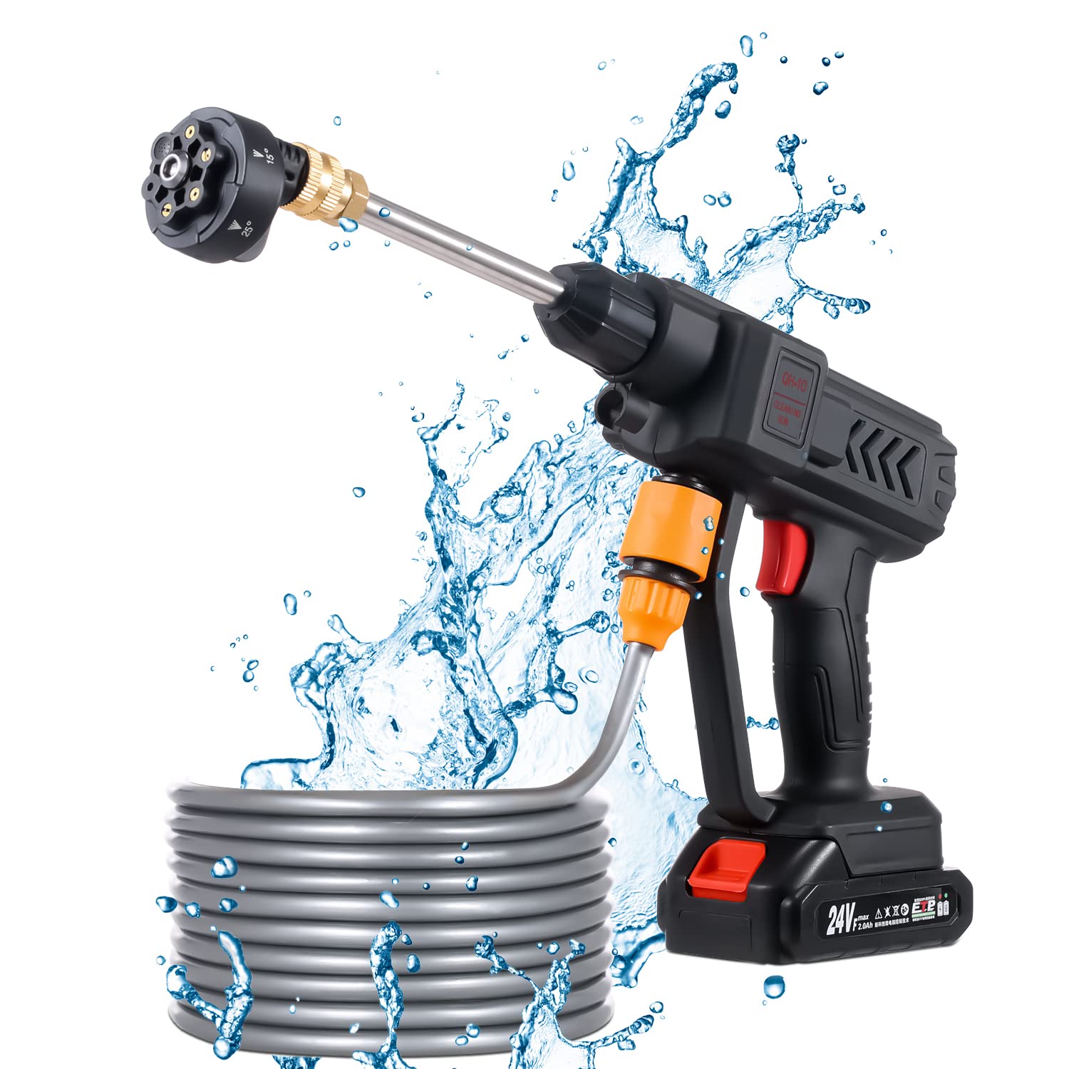 Cordless Portable 300W Pressure Washer, 6 In 1 Nozzle, 10-cell Battery for Driveways, Cars, Fences, Decks, Patios, and Outdoor Cleaning