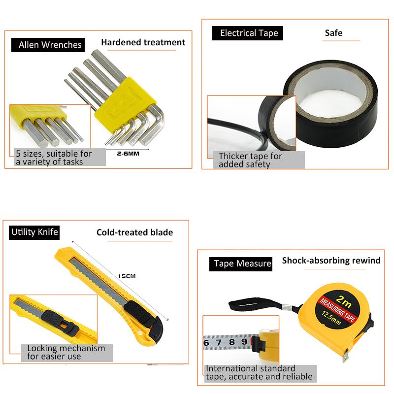 16 Piece Tool Set General Household Hand Kit With Plastic Toolbox Storage Case for All Purpose, Portable General Tool Kits for Men, Upgrade Toolkits for The House